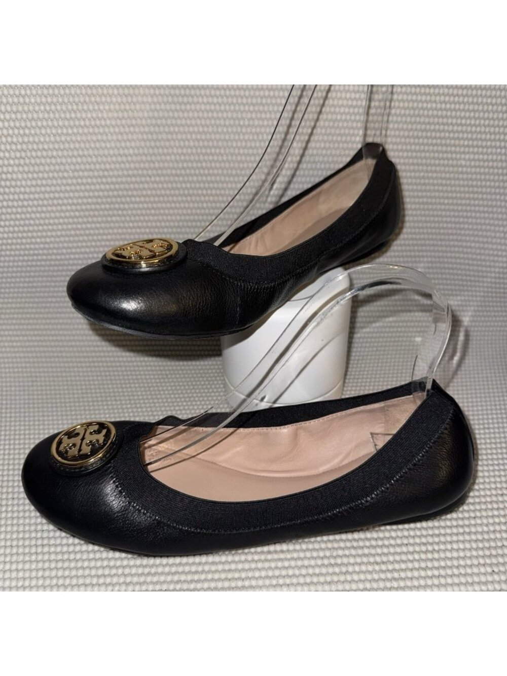 Tory Burch Caroline Black Leather Ballet Designer Flats Shoes Women’s Size 7M